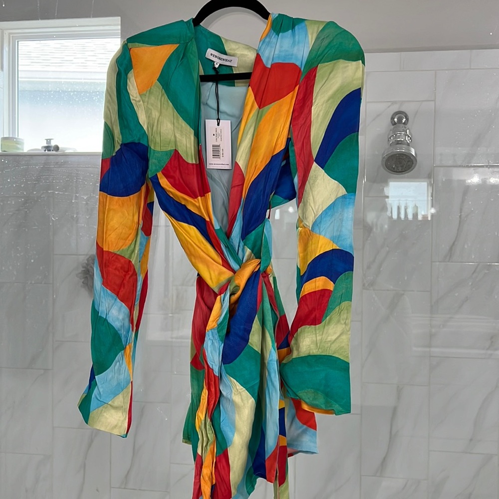 We wore what cowl front tie dress